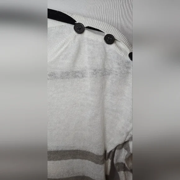 J. Crew Women's XS Linen White/Gray Striped Sweater - Picture 2 of 5